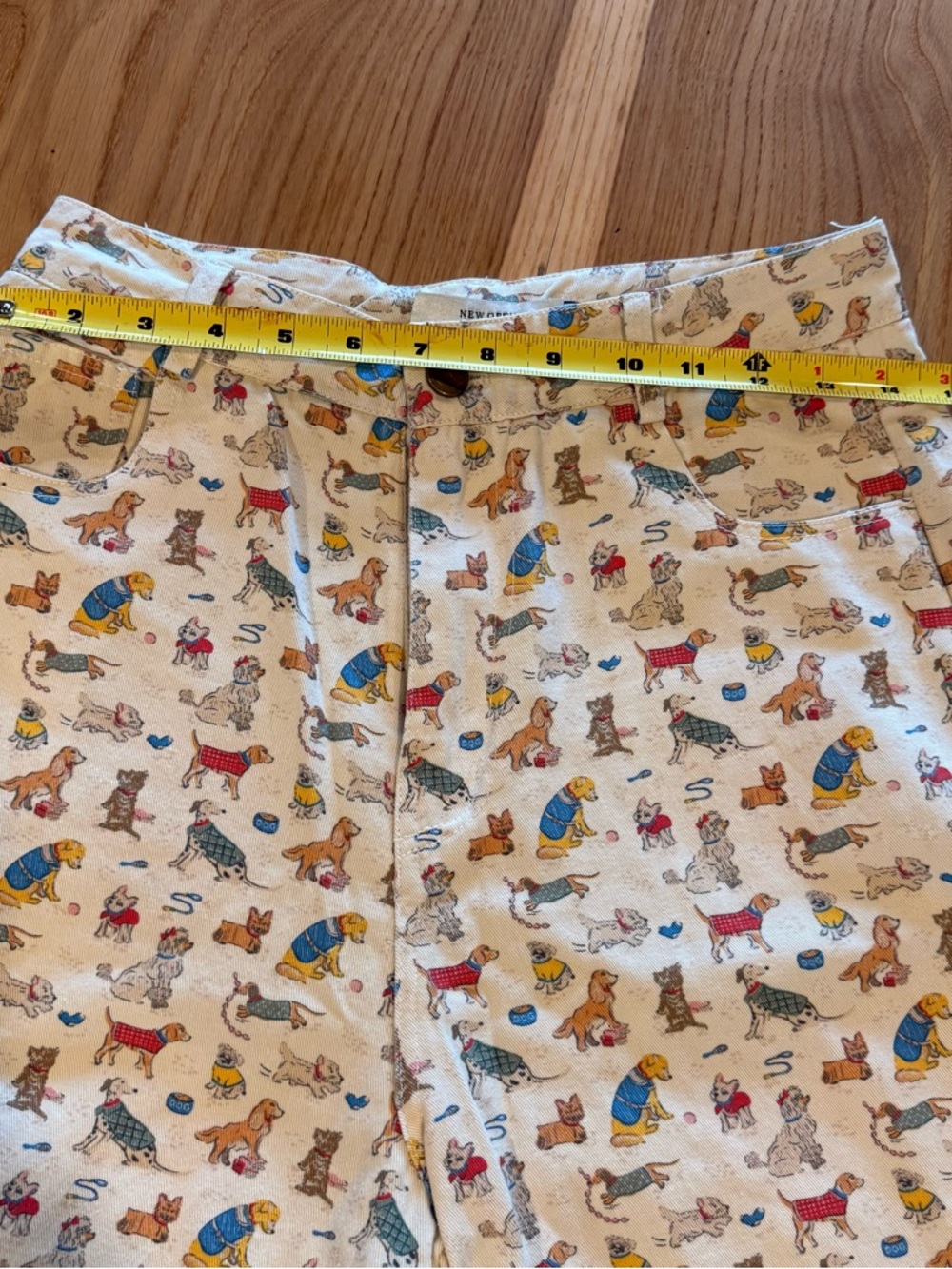 Wide-Leg Cream vintage Dog Print Cotton Wide Leg Jeans - Picture 6 of 10